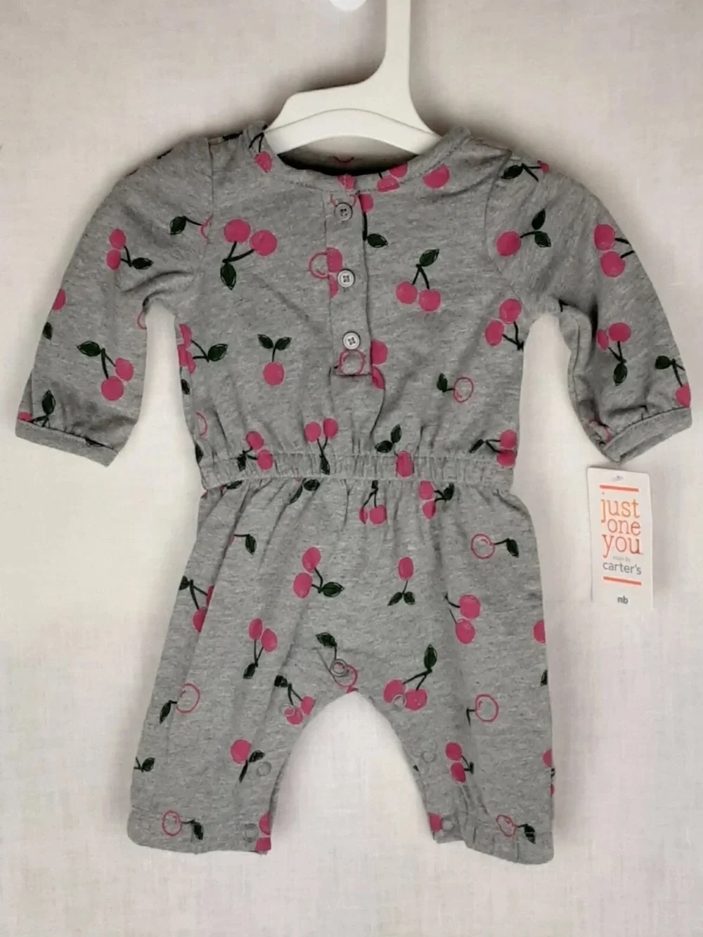 Carter's Gray Romper with Pink Cherry Print